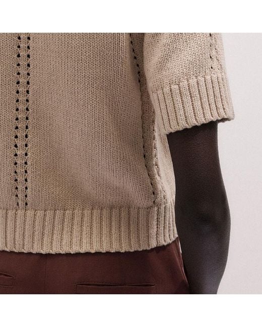 ME+EM Brown Chunky Cotton Button-Through Knit Tee