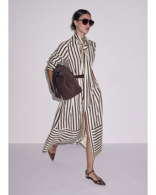 ME+EM Crease-Less Linen Spring Stripe Maxi Dress + Belt in White | Lyst UK