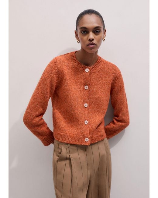 ME+EM Orange Relaxed Bracelet Sleeve Cardigan Mouline