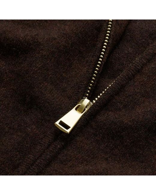 ME+EM Brown Cashmere Two Way Zip Straight Hoody Warm Chocolate Melange