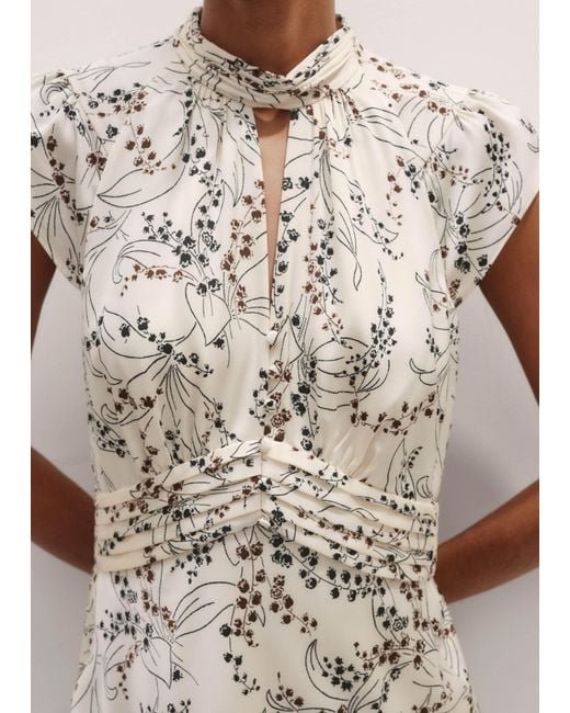 ME+EM Natural Lily Of The Valley Print Midi Tea Dress