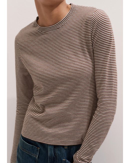 ME+EM Multicolor Micro Stripe Long Sleeve Top Soft-Pecan
