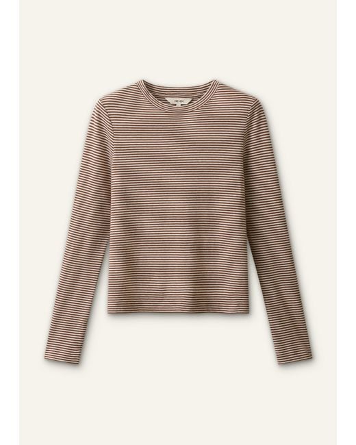 ME+EM Multicolor Micro Stripe Long Sleeve Top Soft-Pecan