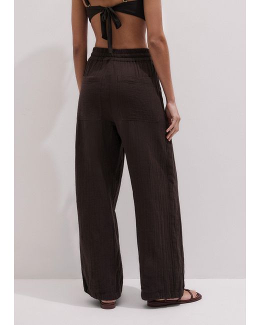 ME+EM Black Cheesecloth Drawstring Hem Trouser