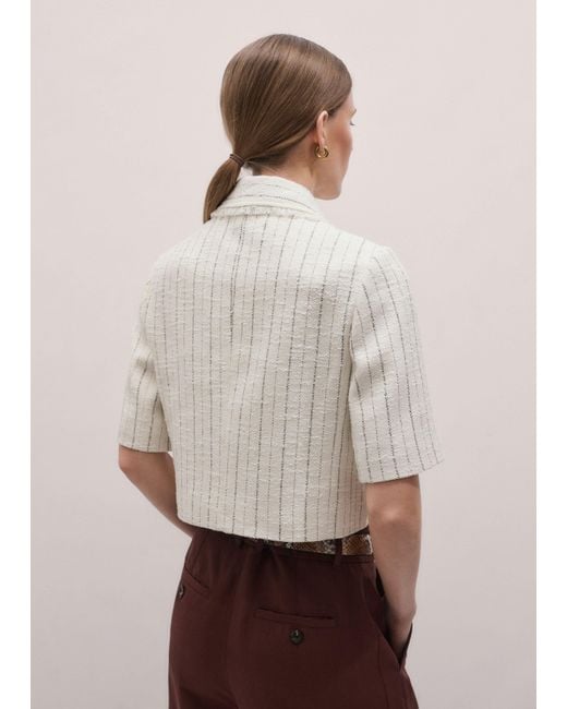 ME+EM Natural Textured Stripe Cropped Jacket