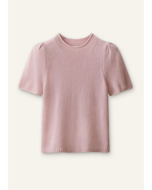 ME+EM Pink Merino Cashmere Silk Pouf Sleeve Knit Tee