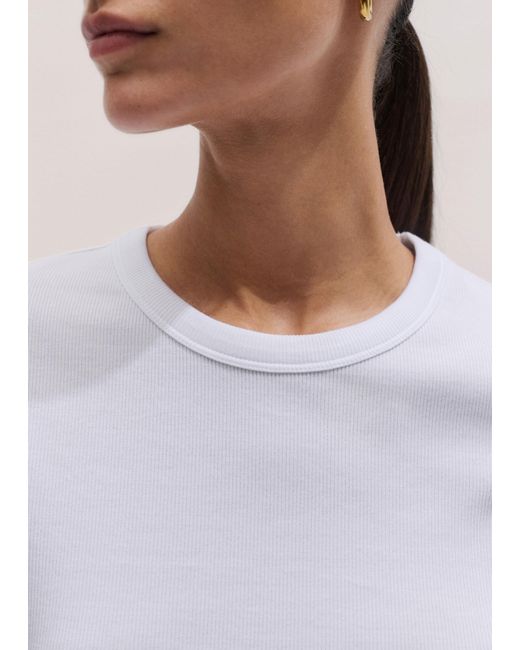 ME+EM White Ultimate Fitted Rib Crew Neck Tee