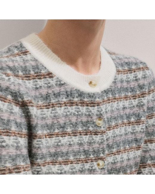 ME+EM Gray Jacquard Knit Crop Cardigan
