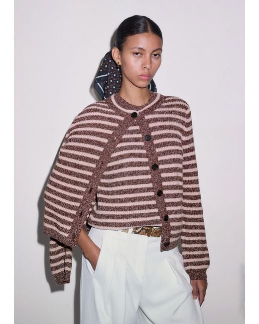 ME+EM Multicolor Mouliné Stripe Straight Knit Tee Cinnamon Multi