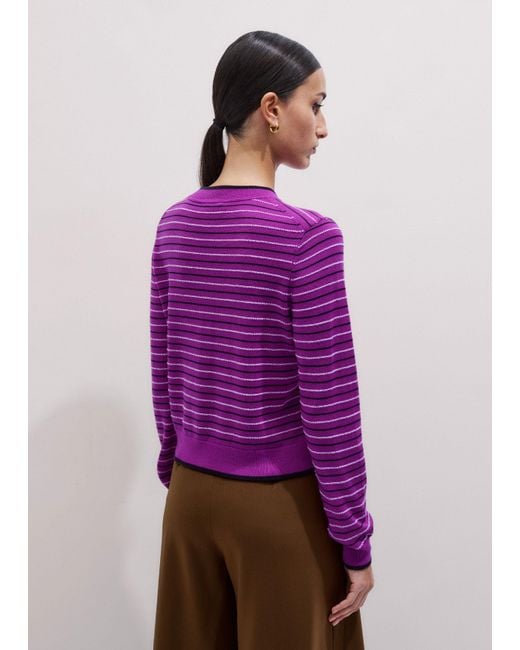 ME+EM Purple Stripe Straight Sweater