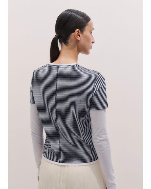 ME+EM Gray Micro Stripe Double Layer Top-Soft