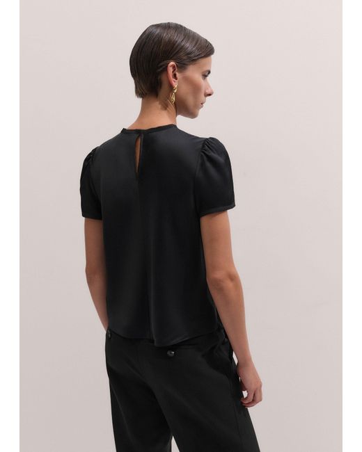ME+EM Black Silk Satin Baby Tee