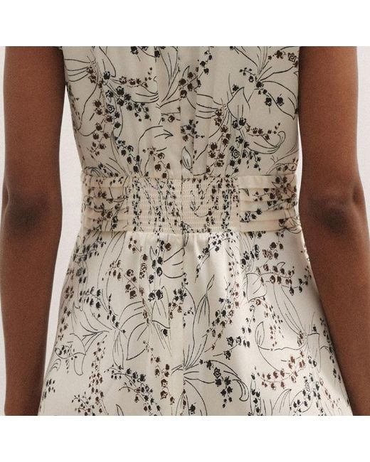 ME+EM Natural Lily Of The Valley Print Midi Tea Dress