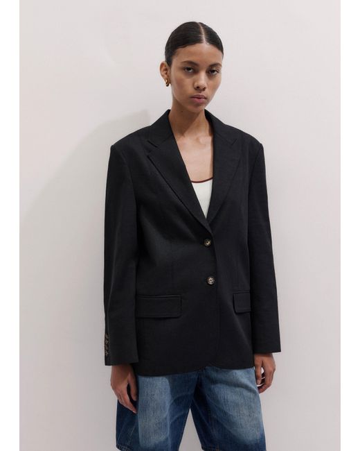 ME+EM Blue Crease-Less Linen Deconstructed Lightweight Summer Blazer