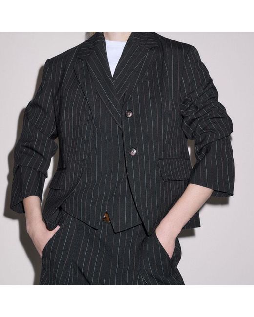 ME+EM Black Pinstripe Wide Leg Trouser