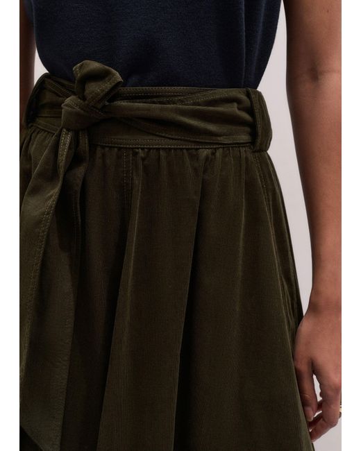 ME+EM Green Micro Cord Maxi Skirt + Belt Rich