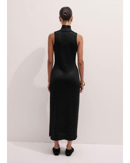 ME+EM Black Sequin Knit Column Maxi Dress