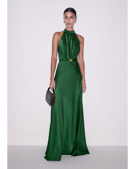 ME+EM Green Beautifully Draped Full Length Dress