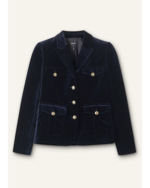 ME+EM Blue Velvet Evening Jacket