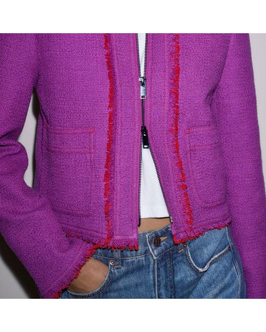 ME+EM Purple Fringe Detail Straight Fit Jacket
