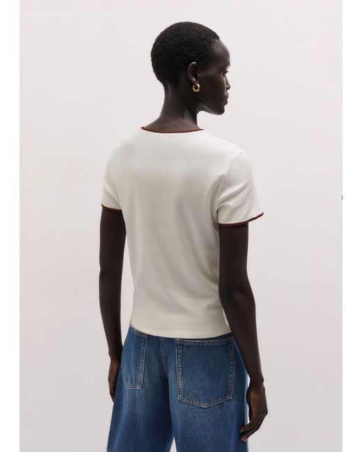 ME+EM Blue Slim Ringer Tee Light Cream-Cinnamon