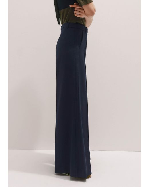 ME+EM Blue Wool-Blend Exaggerated Flare Trouser