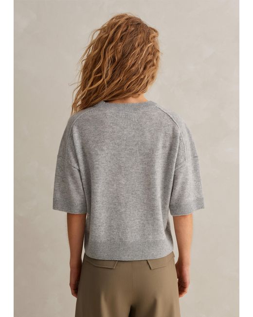 ME+EM Gray Cashmere Relaxed Crop Tee