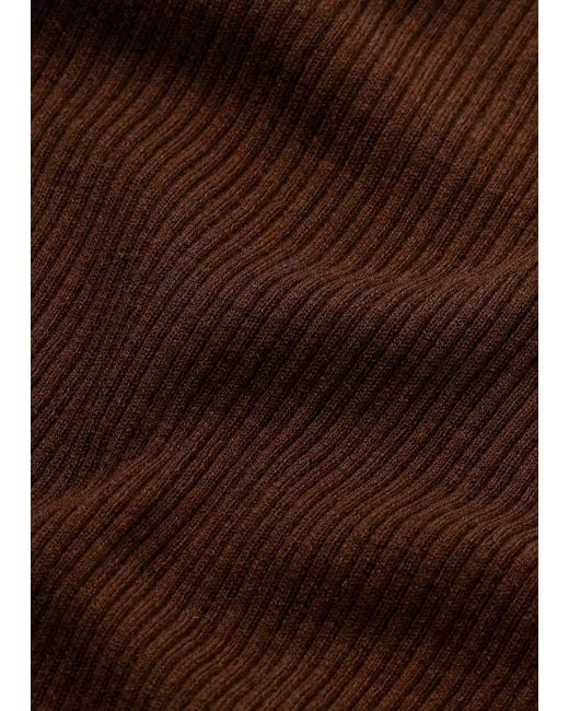 ME+EM Brown Merino Cashmere Barely There Rib Layering Jumper