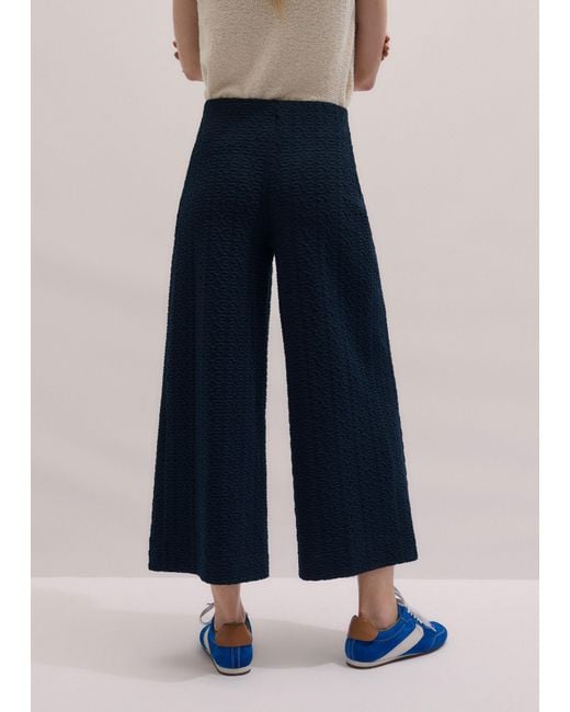 ME+EM Blue Textured Crop Pant