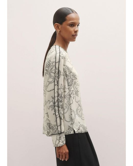 ME+EM Natural Silk Straight Blouse + Tie