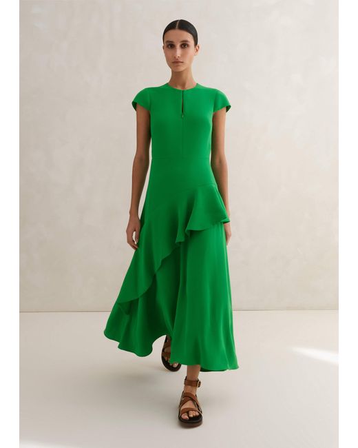ME+EM Fluid Crepe Volant Statement Maxi Dress Spring in Green | Lyst UK