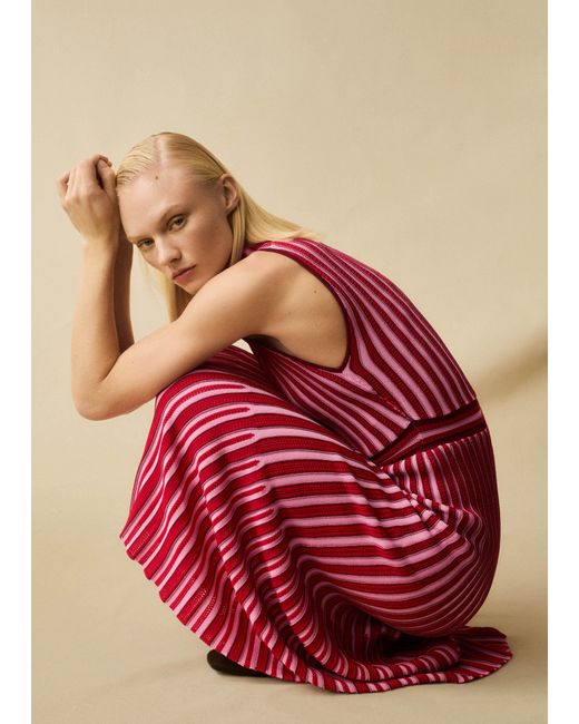 ME+EM Textured Stripe Knit Midi Dress