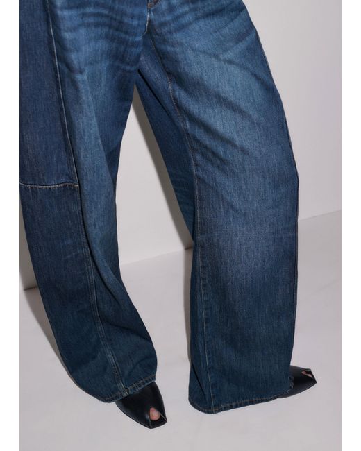 ME+EM Blue Exaggerated Tapered Jean Authentic Dark Wash
