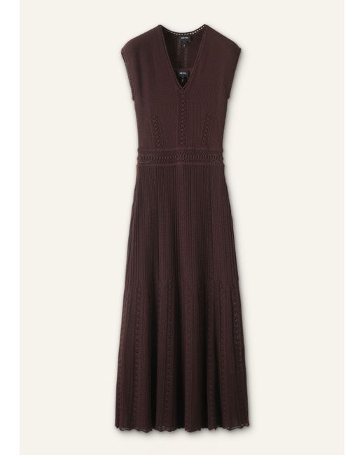ME+EM Brown Pointelle Knit Maxi Dress + Slip