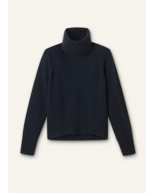 ME+EM Blue Cashmere Curved Hem Raglan Jumper + Snood