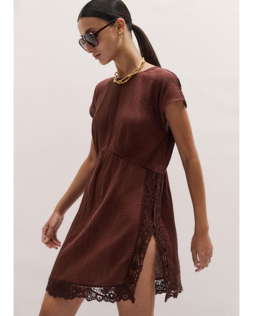 ME+EM Red Lace Detail Short Beach Dress