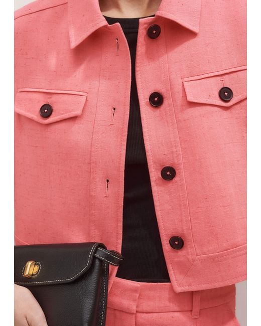 ME+EM Pink Lightweight Tailored Shirt Jacket Camellia Rose