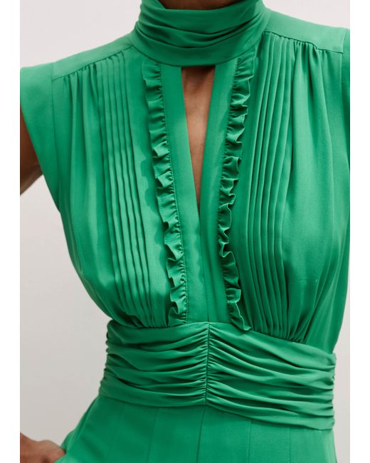 ME+EM Green Silk Wide-Leg Jumpsuit