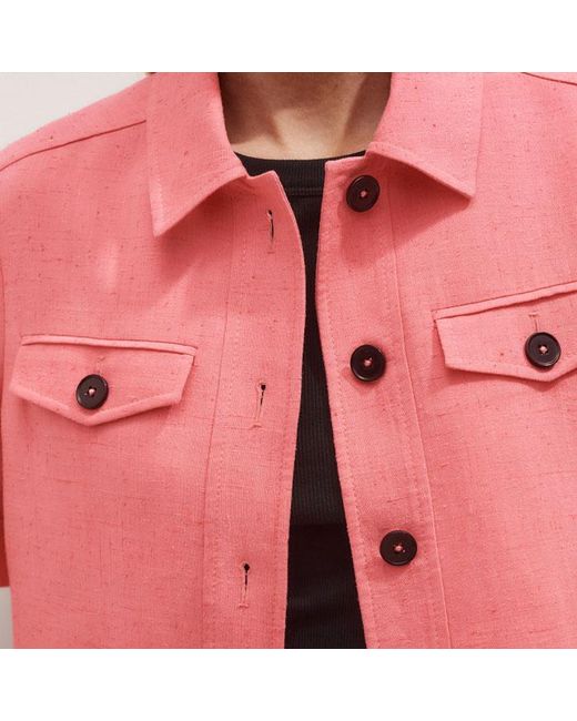 ME+EM Pink Lightweight Tailored Shirt Jacket Camellia Rose
