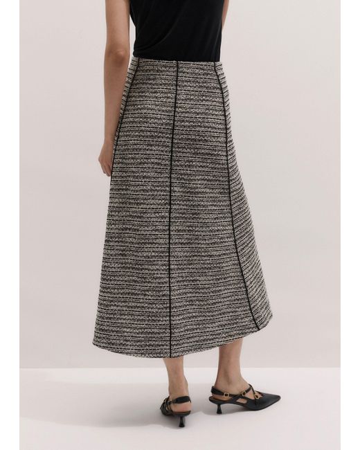 ME+EM Gray Soft Tweed Midi Skirt