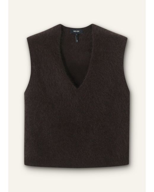ME+EM Black Brushed Cashmere V-Neck Straight Knit Vest