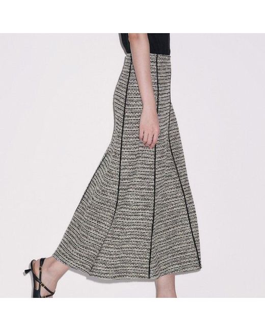 ME+EM Gray Soft Tweed Midi Skirt