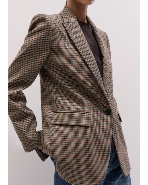 ME+EM Brown Check Sharp Shoulder Blazer