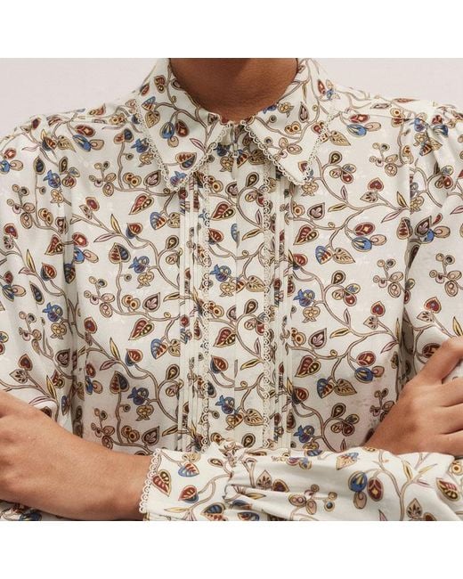 ME+EM Natural Jacquard Cottage Garden Print Maxi Shirt Dress + Belt