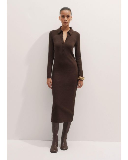 ME+EM Natural Ultimate Rib Shirt Midi Dress Chocolate Mélange