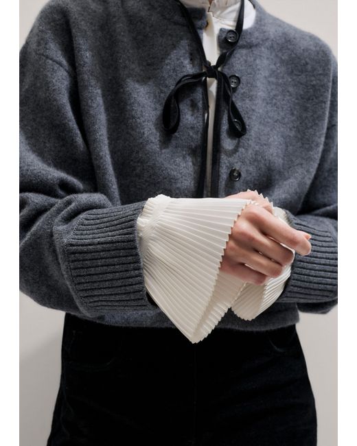 ME+EM Blue Dramatic Sleeve Knit Jacket Mid Melange