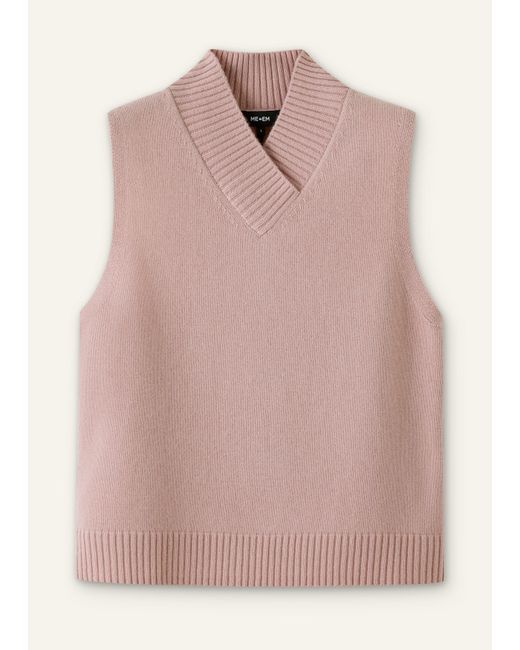 ME+EM Multicolor Merino Cashmere High V-Neck Knit Vest