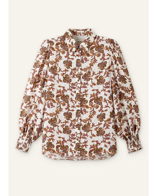 ME+EM Multicolor Silk Ornate Floral Paisley Print Blouse