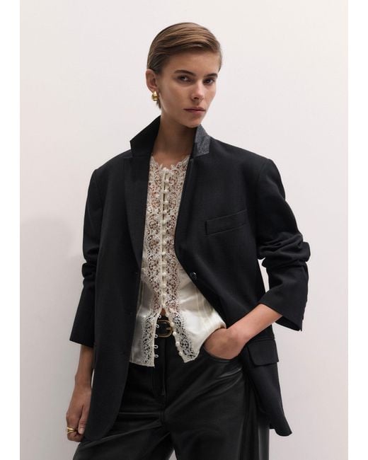 ME+EM Natural Silk Satin And Lace Cap Sleeve Top
