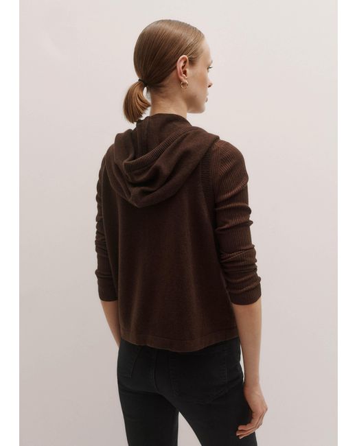 ME+EM Brown Cashmere Sleeveless Relaxed Zip Hoody Espresso